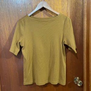 Mustard Ribbed Uniqlo Short Sleeve Shirt